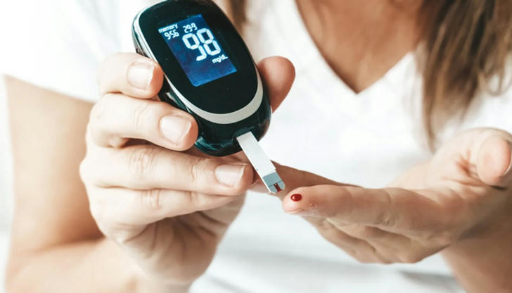 A small blood sample from a fingertip is commonly used to check levels of what substance?