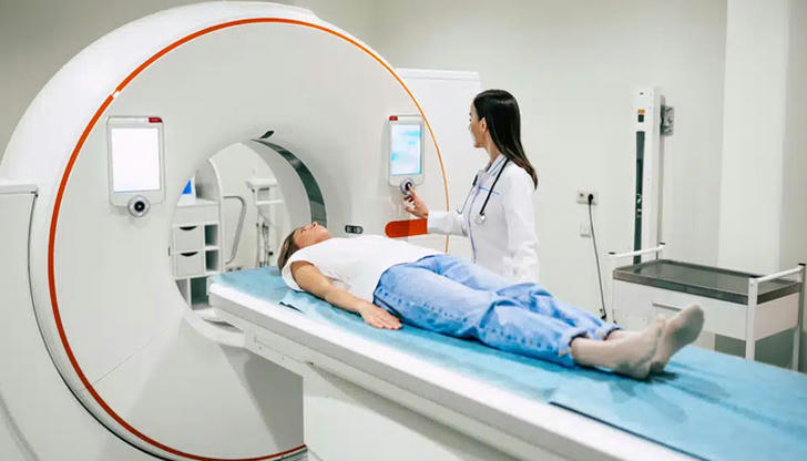 Which imaging test uses ionizing radiation?