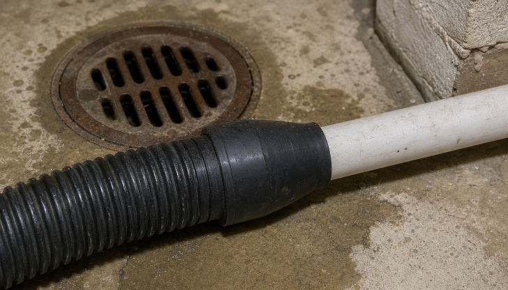 What cheap accessory allows a standard shop vac to clear a clogged AC condensate line?
