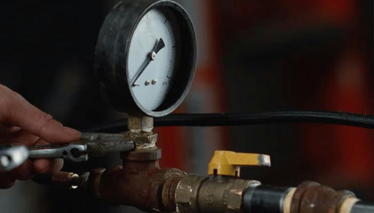 What does a hydrostatic test check in plumbing?