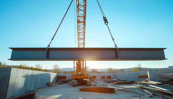 Which machine lifts heavy materials high up on construction sites?
