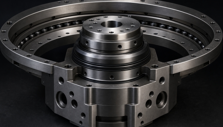 Which component allows the cab to rotate 360 degrees endlessly without snapping crawler hoses?