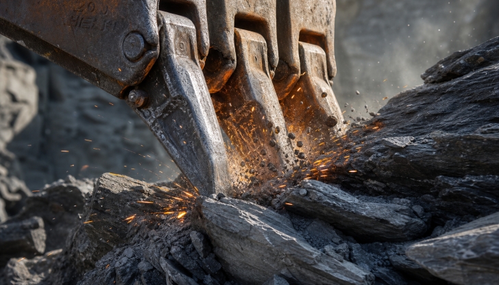 When excavating high-abrasion crushed basalt or quartz, which component experiences the highest wear rate?