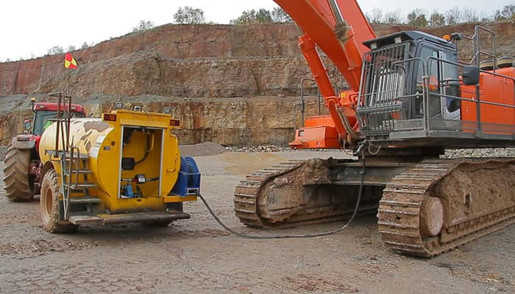 What is safe when refueling an excavator?