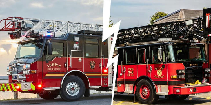 Which firefighting vehicle has an extendable ladder for reaching high places?