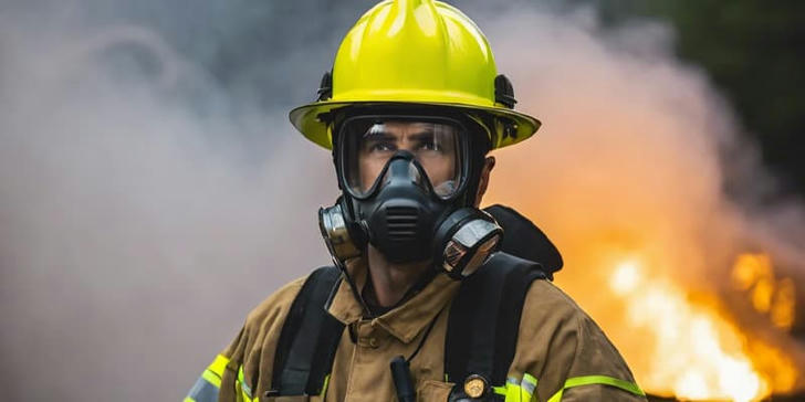 Which protective gear is essential for a firefighter's breathing in smoke-filled environments?