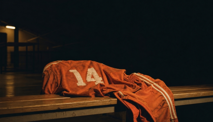 Which iconic superstar wore jersey #14 and pioneered the breathtaking "Total Football" of the 1970s?