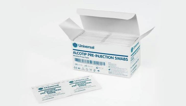 Which disposable item is used to clean skin before an injection?
