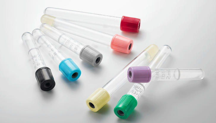 Which disposable item is used to collect blood during a blood test?