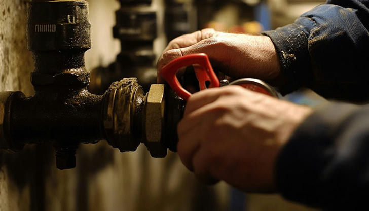 Water pressure suddenly spikes everywhere. What’s the safest first action?