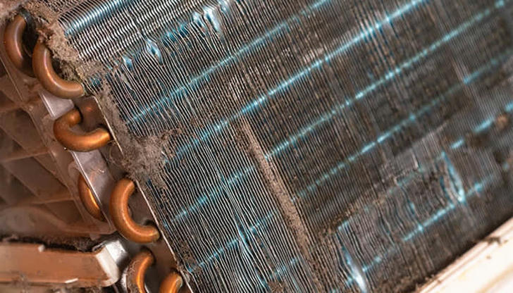 In a cooling cycle, air passes over which component to become cooler before entering the ducts?