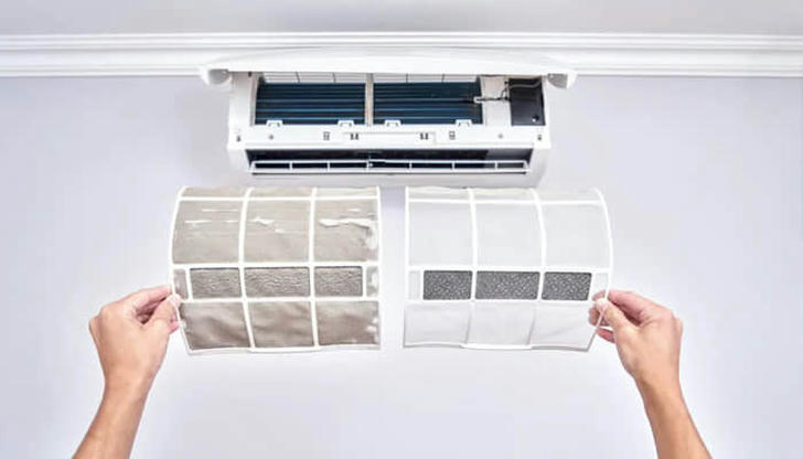 How often should you typically replace or clean air filters in a home HVAC system?