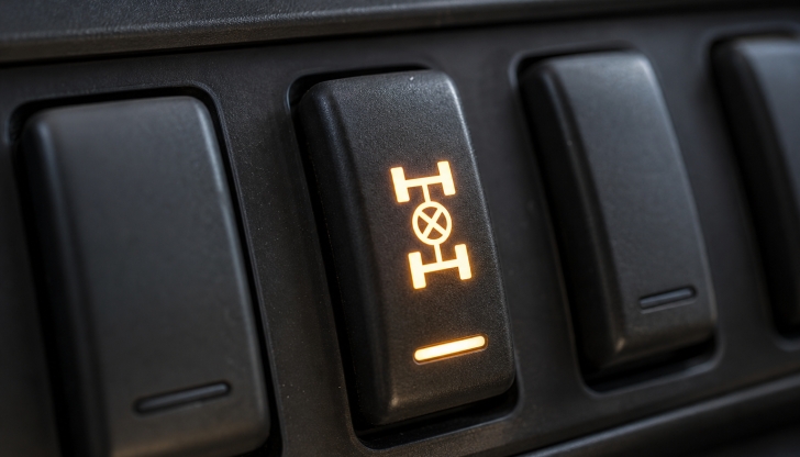 What does flipping the inter-axle differential lock switch on the dashboard do?