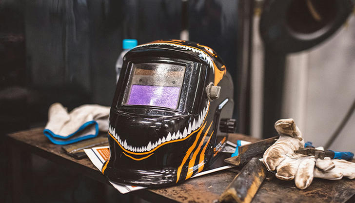 What shade range is typically recommended for arc welding helmets?