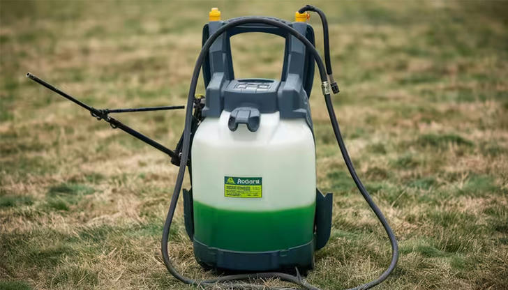 How is pressure created in a knapsack sprayer?