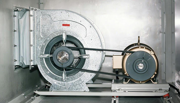 Which component moves air through the duct system?