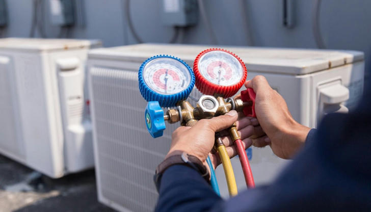 Which tool is designed to measure refrigerant pressure in an HVAC system?