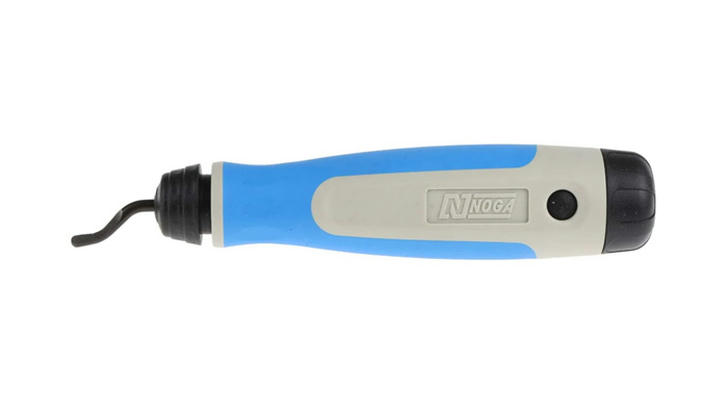 Which tool is commonly used to remove burrs after cutting pipe?