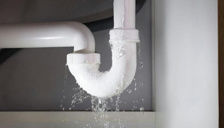 Water stains on ceiling below bathroom most likely suggest: