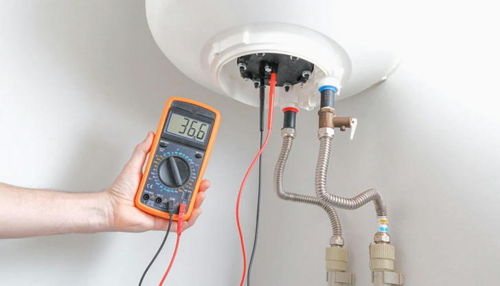 A customer reports low hot water in entire house. First step?
