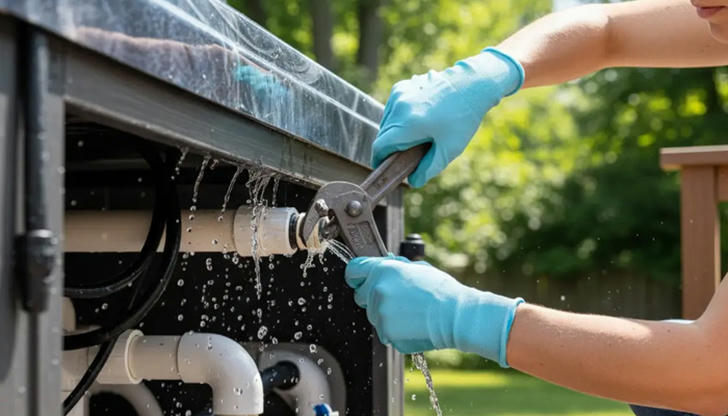 You notice minor leak at joint during inspection. Best action?