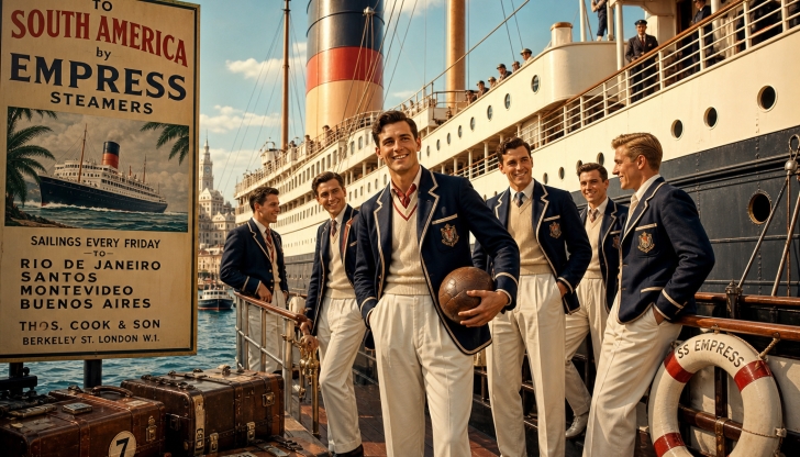 In 1930, how many national football teams sailed to Uruguay to compete in the inaugural tournament?