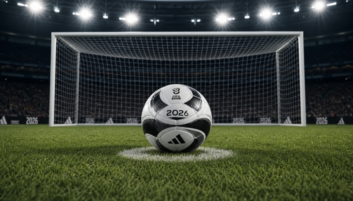What is the key visual element layered behind the trophy in the official 2026 brand logo?