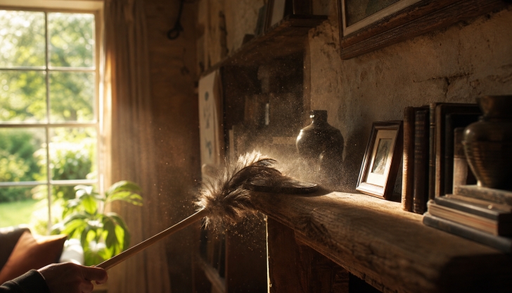 Why do modern professional maids prefer microfiber cloths over traditional feather dusters?