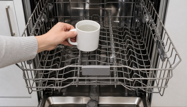 What simple monthly step keeps dishwashers smelling fresh and free of limescale buildup?