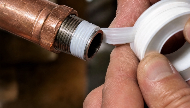In which direction must you always wrap white thread-seal tape around pipe threads to prevent leaks?
