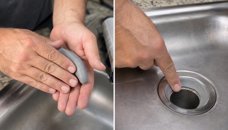 Which pliable, non-hardening clay compound is rolled in your hands to seal sink drains and faucet bases?