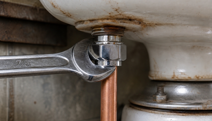 Which solder-free connection method uses a threaded brass collar and a brass ring (ferrule) to seal copper pipes?