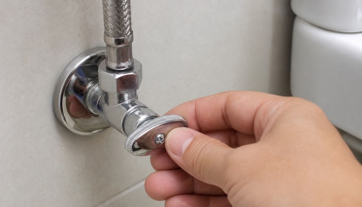 What chrome valve behind bathroom toilets and sinks lets you shut off the water instantly during emergencies?