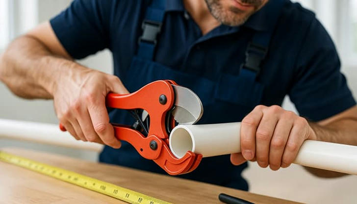 Which tool is commonly used to cut through plastic pipes?