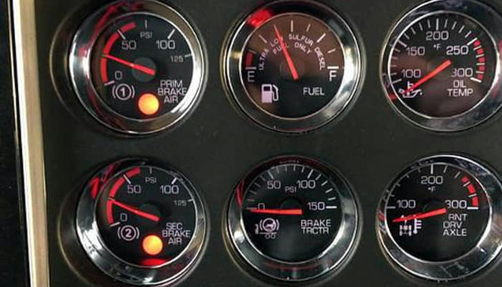 6. Which gauge shows the air pressure in the brake system?